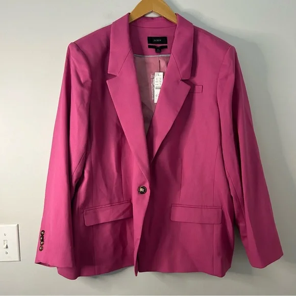 NWT J.Crew Willa Blazer Pink Italian City Wool Blend Plus Size